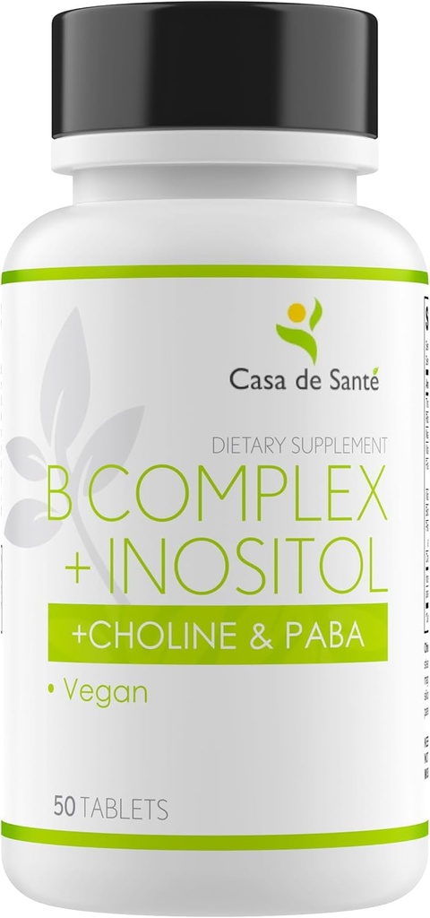 Casa de Sante Low FODMAP Vitamin B- 100 Complex + Inositol + Cholin & PABA, Vegan