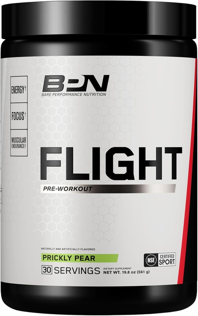 BPN Flight Pre Workout, understøtter energi og mental fokus, forbedret udholdenhed og muskelpumper med CarnoSyn ® Beta Alanine, Prickly Pære, 30 Serveringer