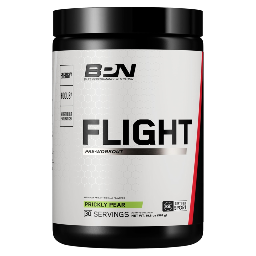 BPN Flight Pre Workout, understøtter energi og mental fokus, forbedret udholdenhed og muskelpumper med CarnoSyn ® Beta Alanine, Prickly Pære, 30 Serveringer