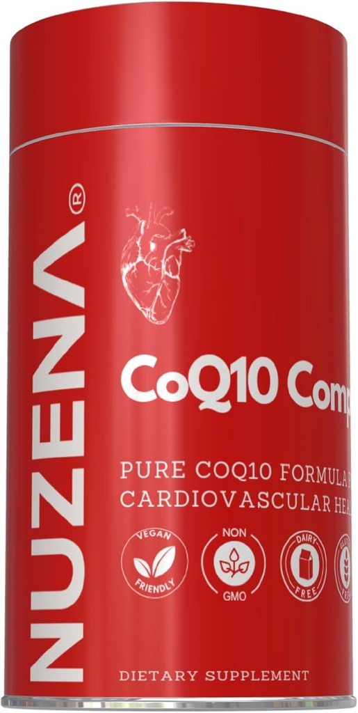 Nuzena Coenzym Q10 200mg kapsler, Lavet i USA Organic Coq 10 Ubiquinone for Heart Health, Better Absorption & Powerful Antioxidants (pakke med 30)