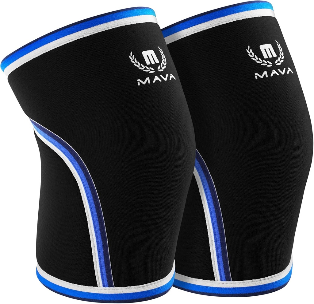 Mava Sport Knee Sleeves Vægtløftning Mænd & Kvinder, 7mm Neoprene Knee Sleeves for kvinder og mænd, Ideel til Cross Training WOD, Squats, Powerlifting
