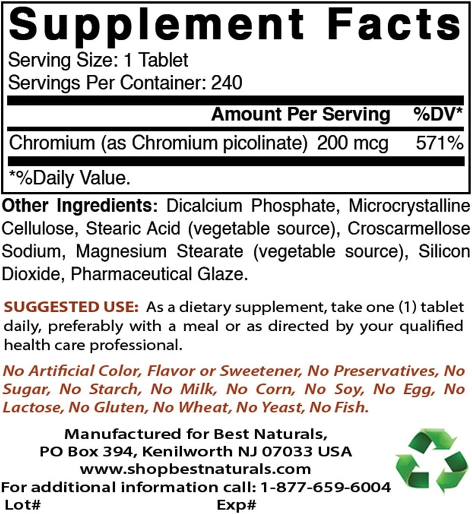 Chrom picolinat 200 mcg & vitamin K2 (MK7) med D3