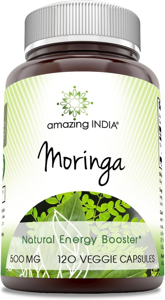 Amazing India Moringa 500 mg 120 Veggie kapsler Supplement 124; Non- GMO