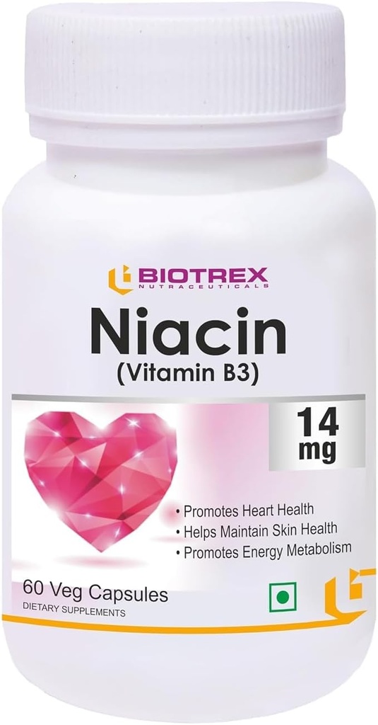 Generisk nuklearmedicin Niacin 14mg vitamin B3 med Inositol 50mg tillæg - 60 Veg kapsler