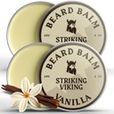 Striking Viking Beard Balm for Mænd - Leave in Beard Conditioner - Styling Balm Lavet med naturligt afledte skæg Butter, Argan & Jojoba Oliils (2 Ounce (Pack of 2), Vanilla 2 Pack)
