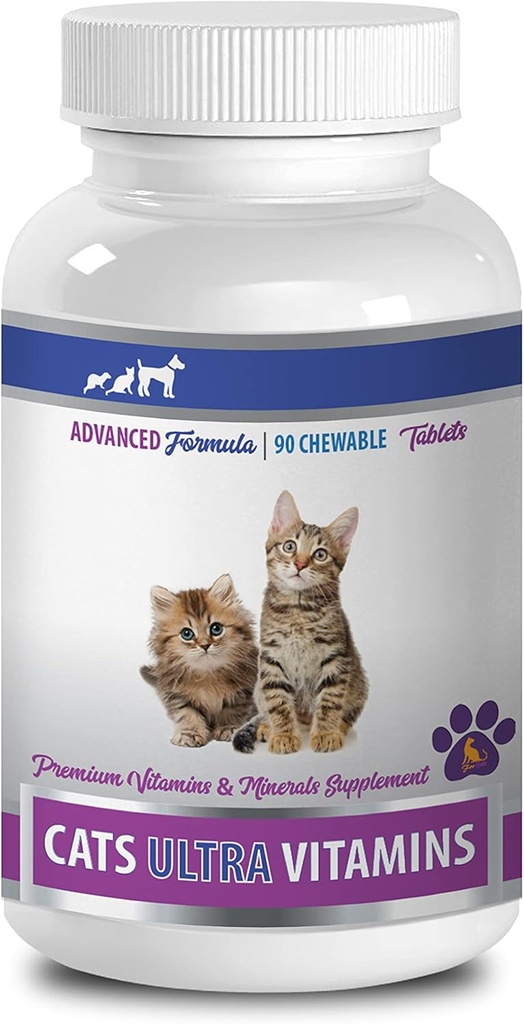 kat Vitaminer til afskalning - Ultra Vitaminer til katte - Sunde mineraler og vitaminer Formel - Chews - kat Calcium Supplement - 1 flaske (90 Treats)