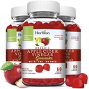 HERBION Naturals Organic Apple Cider Vincious Gummies with The "Mother", Fordøjelse og Detox Support, Pectin baseret, Vegan, Made in The USA - (Pack of 3, 180 Gummies)