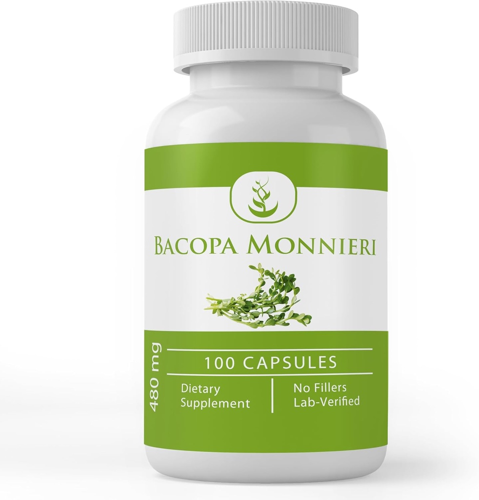 Pure Original Ingredienser Bacopa Monnieri, (100 kapsler) Altid Pure, Ingen tilsætningsstoffer eller Fillers, Lab Verified