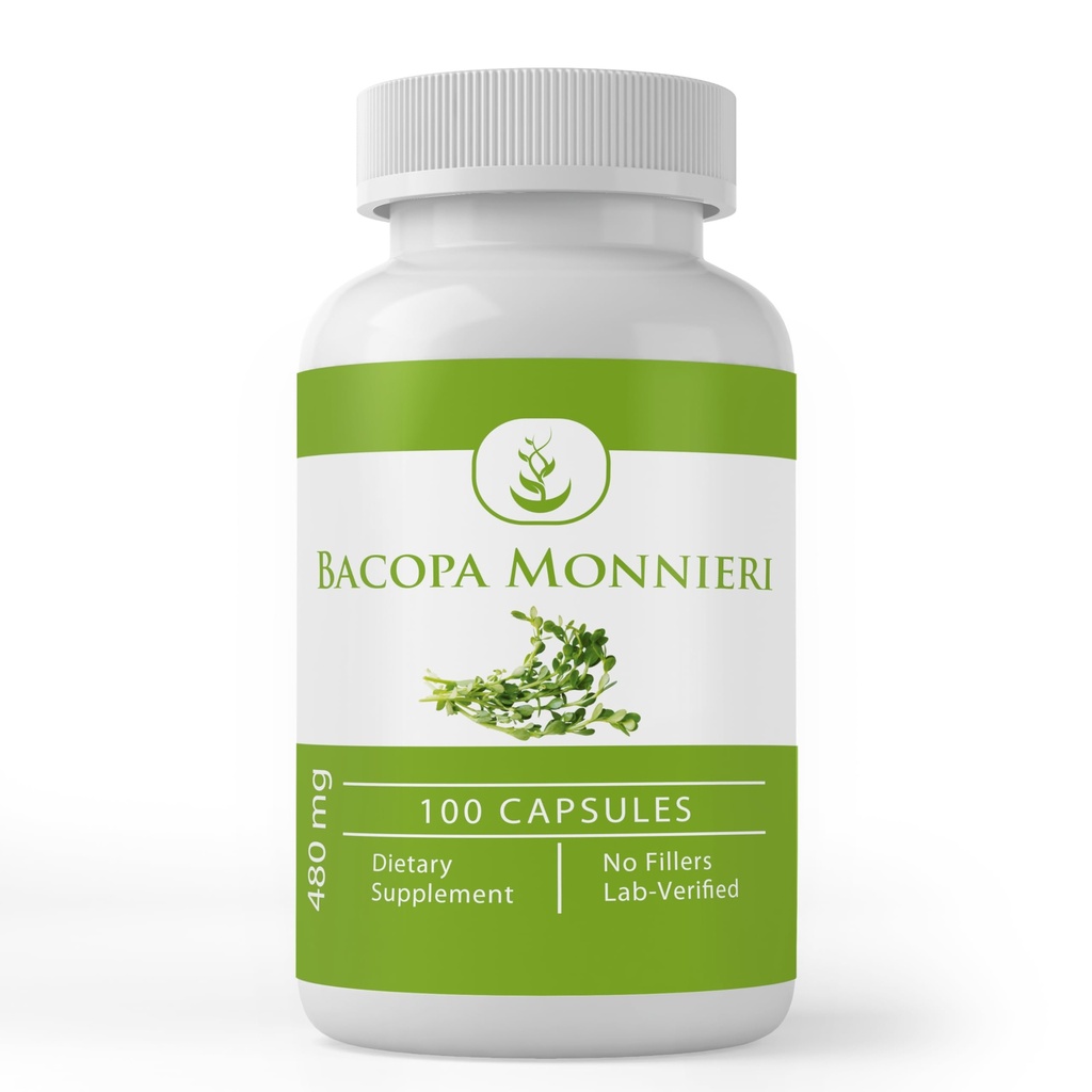 Pure Original Ingredienser Bacopa Monnieri, (100 kapsler) Altid Pure, Ingen tilsætningsstoffer eller Fillers, Lab Verified