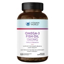 Vitamin World Triple Strength Omega 3 Fish Oil 1360 mg Supplement, 950 mg Aktiv Omega-3 Fedtsyrer med EPA & DHA, understøtter hjerte, hjerne og fælles sundhed, Gluten Free, 120 Softgels, 4 Måneder Supply