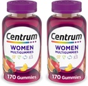 Centrum MultiGummies Gummy Multivitamin til kvinder, Multivitamin / Multimineral Supplement med vitamin D3, B Vitaminer og antioxidanter, Assorteret Frugtsmag - 170 Greve (pakke med 2)
