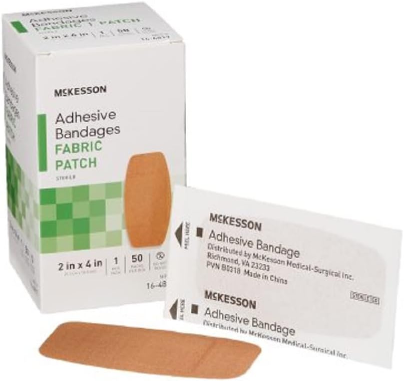 McKesson Adhesive Bandages, Steril, Fabric Patch, 2 i x 4 i, 50 Greve, 1 Pack