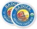 Badger Aromatic Chest Rub, 100% Organic Vaporub w / Eucalyptus & Lavender Essential Oliils to Clear & Soothe, All- Natural Chest Congestion Relief for voksne & Kids, 2 oz Tin, 2 -Pack