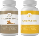 Psyllium Husk & Quercetin Capsule Bundle (100 kapsler Hver), Ingen tilsætningsstoffer eller fyldstoffer, Lab Verified