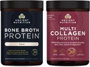 Ancient Nutrition Bone Broth Protein Powder, Pure, 20 Servere + Multi Collagen Protein Powder, Unflavored, 45 Servere