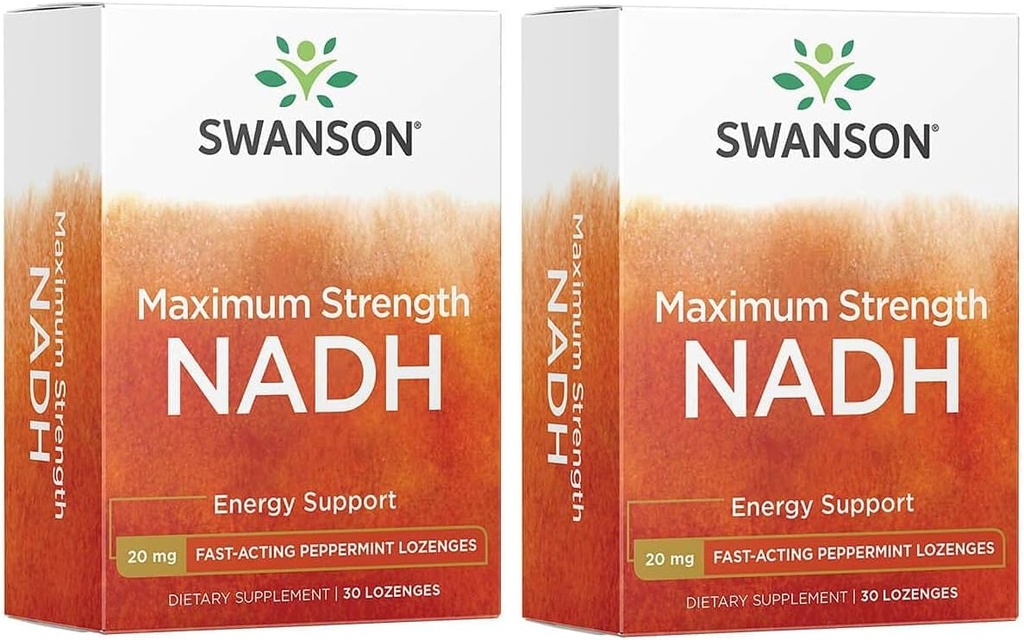 Swanson maksimal styrke NADH - Fast- Fungerende pebermynte Lozenges at fremme hjerne sundhed og energi støtte - Vitamin B3 Coenzym til at hjælpe med at bekæmpe træthed - (30 tabletter, 20mg Hver) 2 Pack