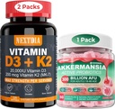 D3 20. 000 IE + K2 (MK7) 200mcg Softels + Akermansia Probiotika Gummies med Prebiotika Fiber
