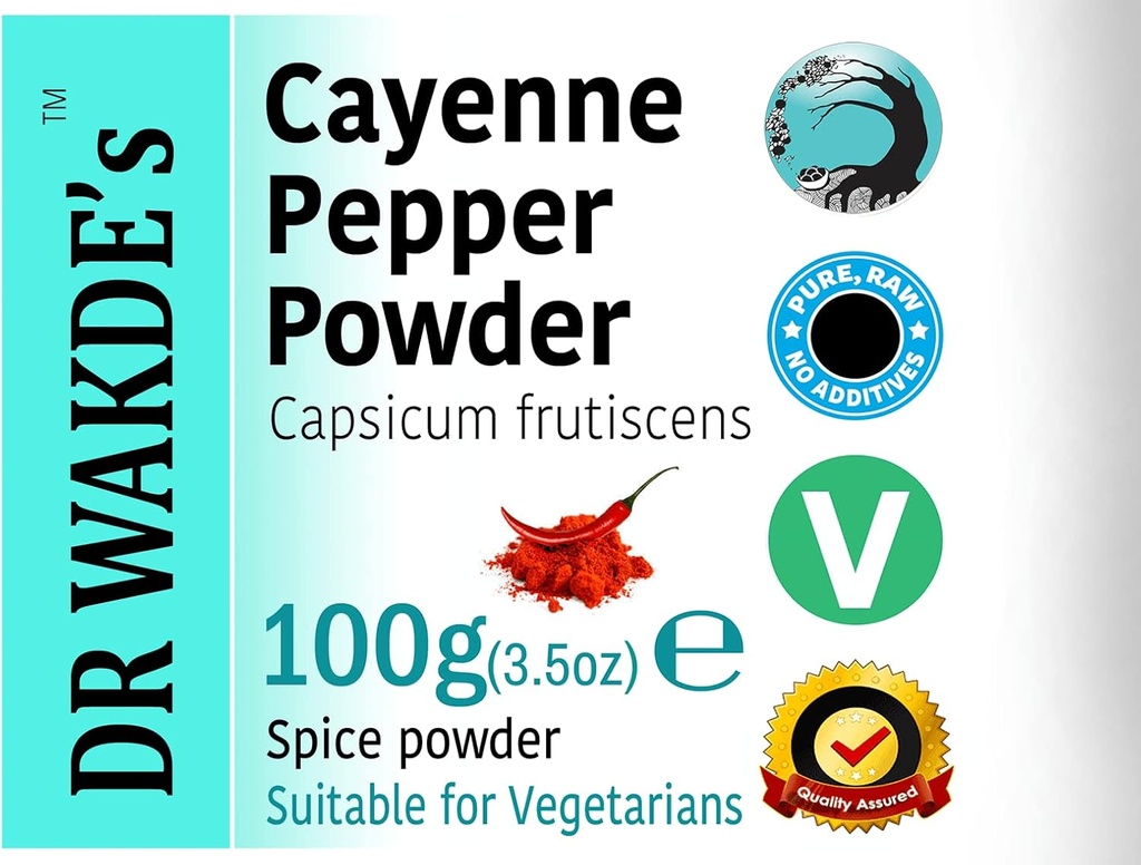 DR WAKDE 's Cayenne Pepper Powder (Capsicum frutescens) - 100g (3.5oz) Beeg 124; Pure, Raw & Tørred Powder Б124; Ayurvedic Herb Б124; Vegan Б124;