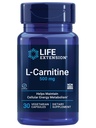 Life Extension L- Carnitin - 500 mg, Energy Supplement, Memory Supplement - Gratis form Aminosyre, nitrogenoxid støtte, sundt blodtryk - Glutenfri, ikke-GMO, Vegetar - 30 kapsler