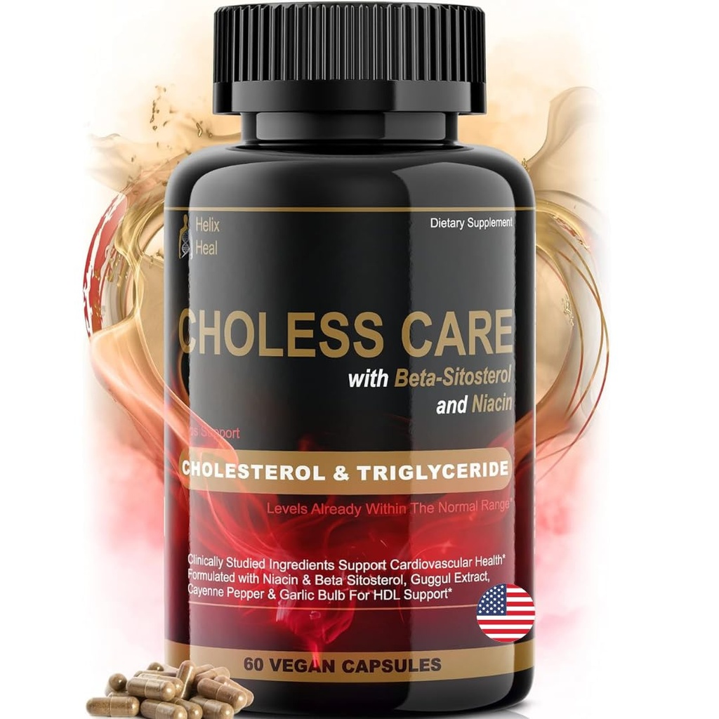 Kolesterol Supplement - Triglycerider Support Kapsler w. Økologisk, Odorless Hvidløg, Cayenne Pepper, Plant Steroler til støtte Normal HDL og LDL Kolesterol Nivels w. Antioxidant Niacin (vitamin B3)