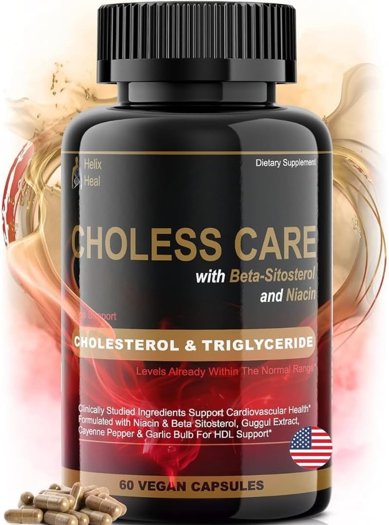 Kolesterol Supplement - Triglycerider Support Kapsler w. Økologisk, Odorless Hvidløg, Cayenne Pepper, Plant Steroler til støtte Normal HDL og LDL Kolesterol Nivels w. Antioxidant Niacin (vitamin B3)