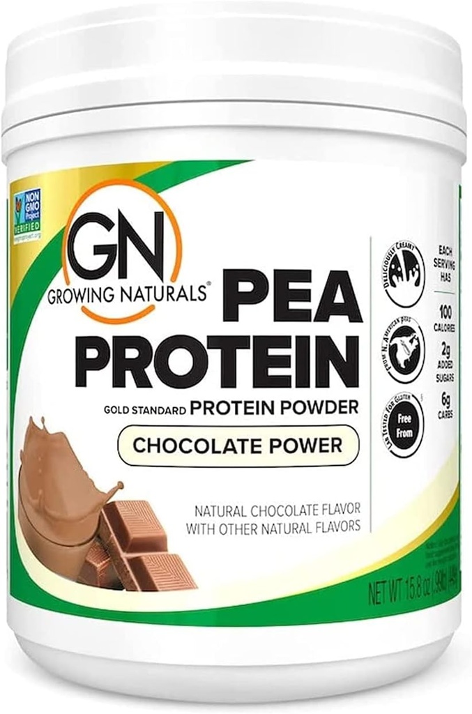 Dyrkning Naturals Raw Pea Protein Powder, Vegan Plant Based Protein, BCAA, Low- Carb, Low- Sugar, Chocolate Power, 1 Pound (pakke med 1)