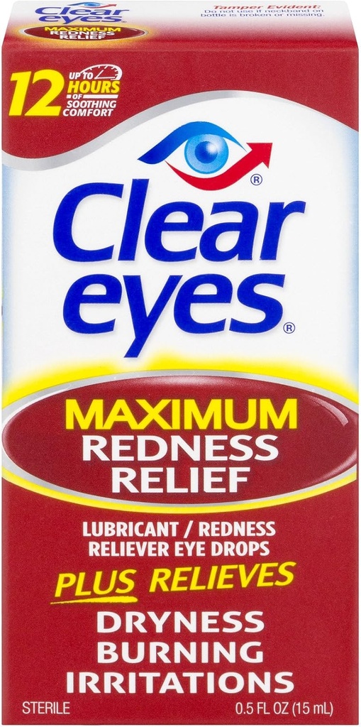Clear Eyes Maximum Redness Relief Eye Drops 0,50 oz (pakning med 3)