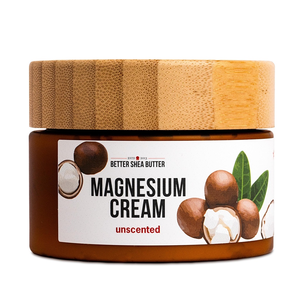 Bedre Shea Smør Magnesium Cream til ben kramper Budd124; Relieves Muscle Tension Budd124; Night Lotion Safe for Graviditet, Børn og Babyer Budd124; Økologiske og naturlige ingredienser Budd124; Vegan, Lavet i USA Budding124; (Uduftende)