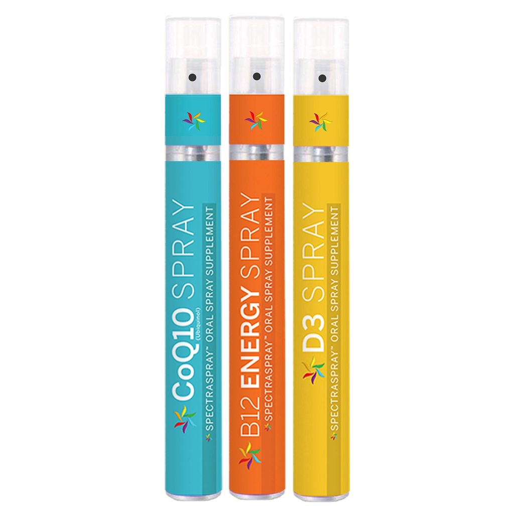 Spectraspone Vitamin Spray - Anti- Aging & Aktiv livsstil Set (D3, B12, & COQ10)