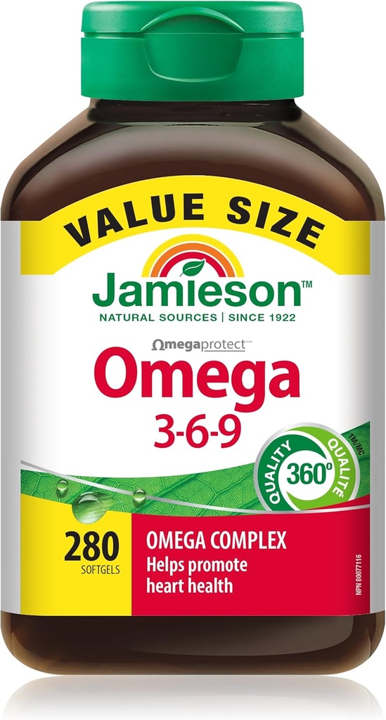 Jamieson Omega 3-6- 9 Softgels, 280 softgels Value Pack