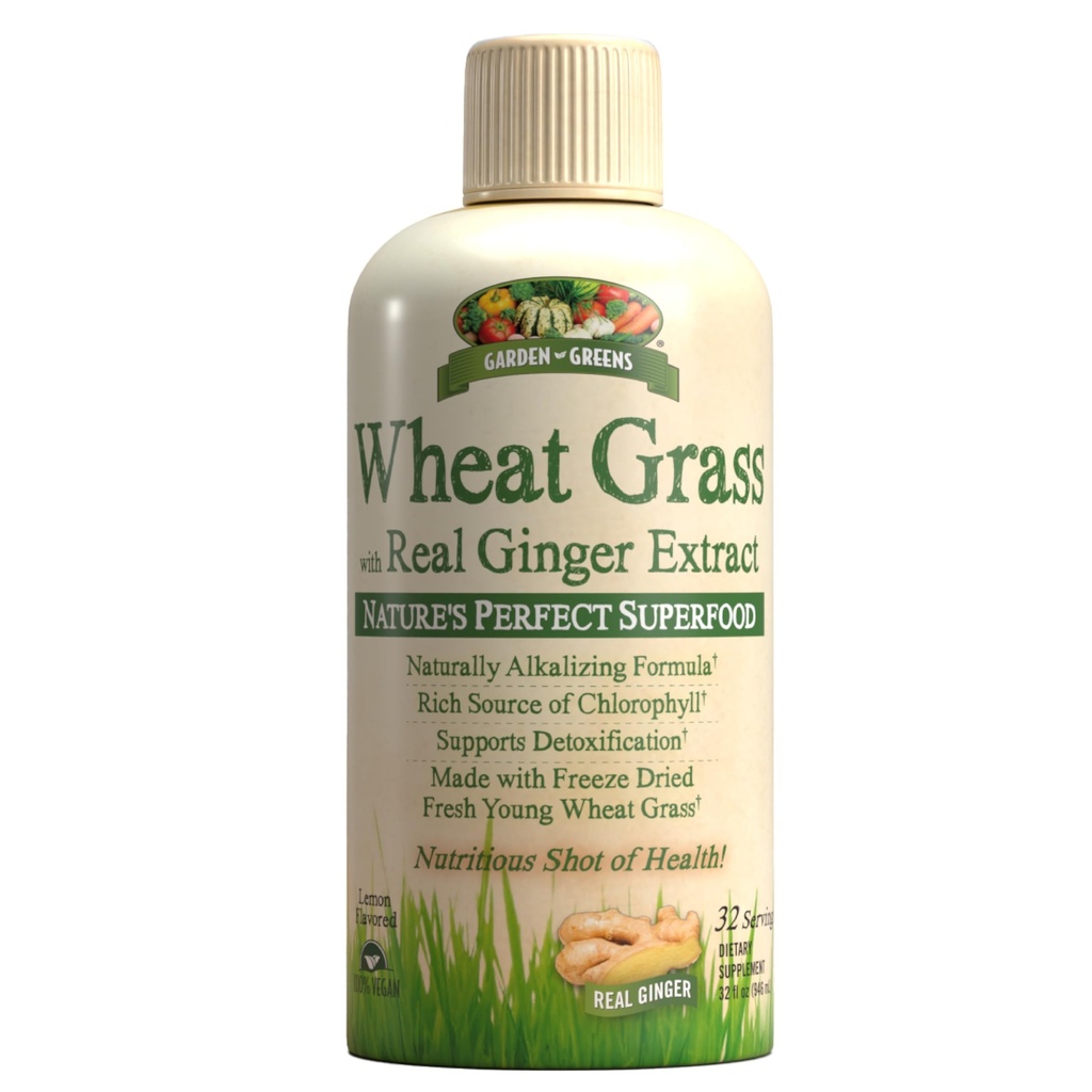 Have Grønne Hvede Græs Flydende med Real Ginger Extract, Nature 's Perfect Superfood, 32 portioner