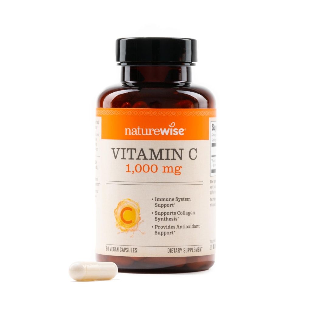 NatureWise C 1000mg kapsler - Ekstra styrke Vegan C vitamin til daglig antioxidant & immunforsvar - non-GMO, USA Fremstillet - 60 kapsler [60- dag forsyning]