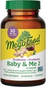 MegaFood Baby & Me 2 Prenatal Prebiotika og Probiotika til Kvinder & Udvikling Baby med 30 Millioner CFU, Vegetarisk og ikke-GMO, 60 Caps (30 Servere)