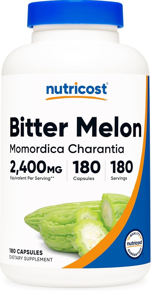 Nutricost Bitter Melon 600mg (2,400mg Ækvivalent), 180 Kapsler - Gluten Free, Non- GMO