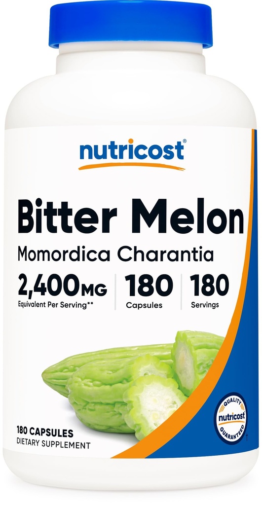 Nutricost Bitter Melon 600mg (2,400mg Ækvivalent), 180 Kapsler - Gluten Free, Non- GMO