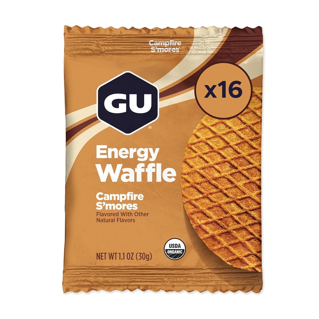 GU Energy Stroopwafel Campfire S 'mores Sports Nutrition Waffle, Caffe- Free, og Kosher mejeri, On- the- Go Energy for any workout, 16 Greve
