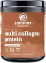 Zammex Multi Collagen Protein Powder, Type I & III & V & X, Hydrolyzed Collagen Peptider til kvinder & mænd, Understøtter hår og hud, Gut Sundhed, 41 Servering, Chokolade
