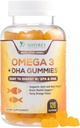 Omega 3 Fish Oil Gummies, Heart Sunde Omega 3 Gummy supplement med høj Absorption DHA & EPA, Ekstra styrke Joint & Brain Support, Lækker Orange Flavor Fish Oil Nature Vitamin - 120 Gummies
