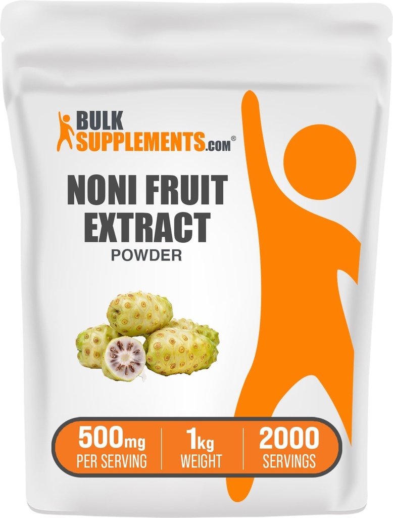 BulkSupplements.com Noni Fruit Extract Powder - Noni Fruit Supplement, Superfood Powder - Gluten Free, 500mg per Serving, 1kg (2,2 lbs) (Pack of 1)