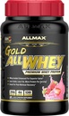 ALLMAX Nutrition Gold ALLWHEY, Jordbær - 2 LB - 24 Bedste Protein Per Scoop - Gluten Free, Lavcarb & Lavsukker - ca. 30 Servering