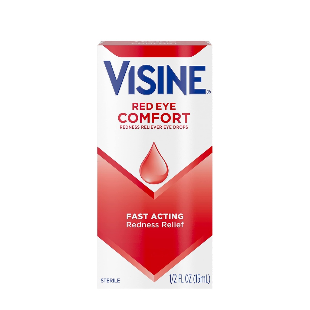 Visin Red Eye Comfort Redness Relief Eye Drops til at hjælpe med at lindre røde øjne på grund af mindre øjenirritationer hurtigt, Tetrahydrozolin HCl, 0,5 fl. oz