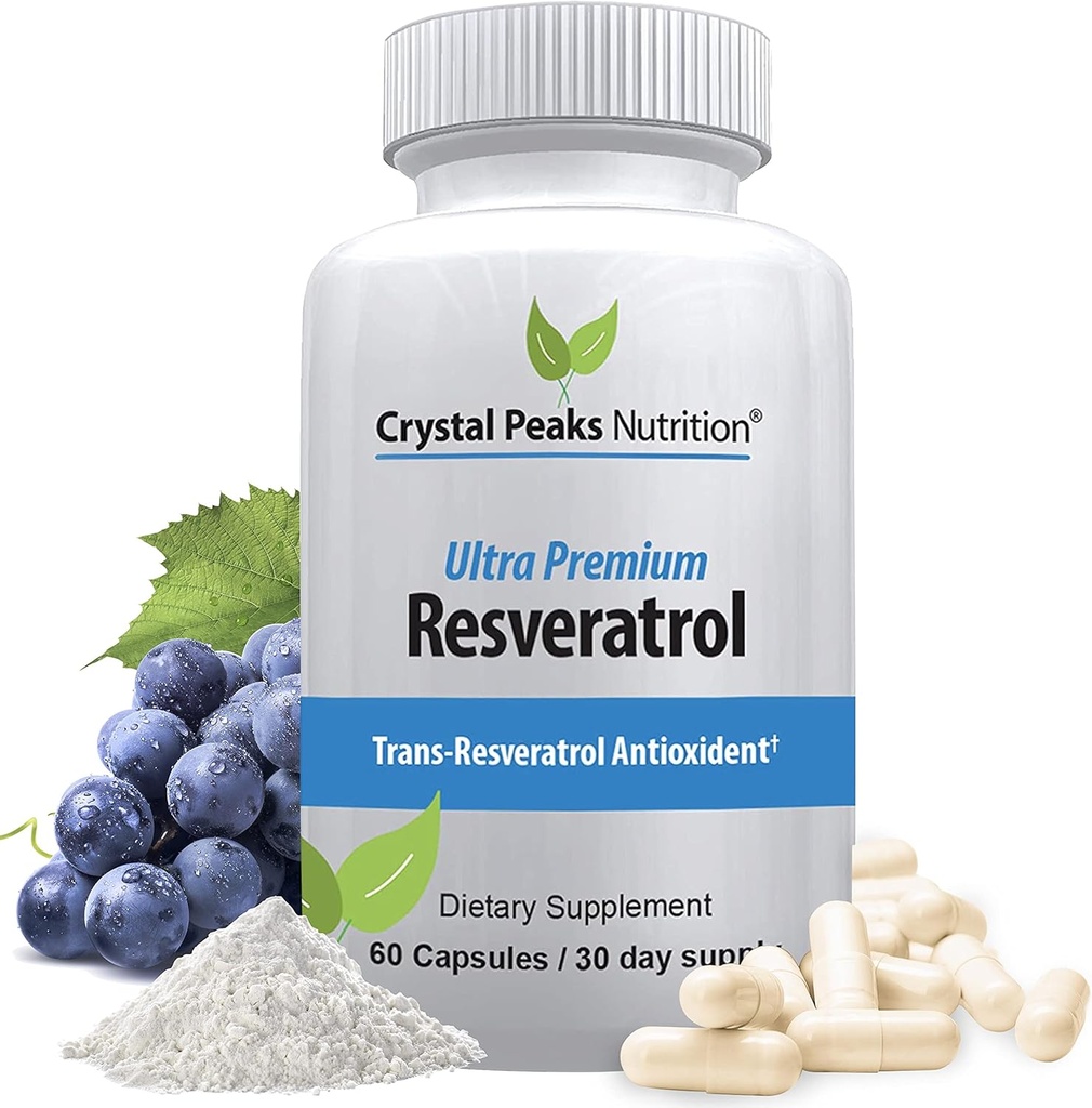 100% Natural Resveratrol Supplement - Trans- Resveratrol Understøtter Aging - Antioxidanter Supplement fremmer immunsystemet & fælles støtte (60 kapsler)
