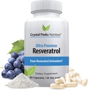 100% Natural Resveratrol Supplement - Trans-Resveratrol Supports Aging - Antioxidants Supplement Promotes Immune System & Joint Support (60 Capsules)