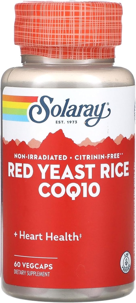 Solaray Red Yeast Rice Plus CoQ- 10- 60 Vegetariske kapsler