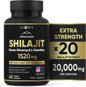 Himalayan Shilajit Supplement, 60 kapsler, ekstrakt pulver, 60% Fulvic syre, 85 + spor mineraler, energi & immunforsvar Shilajit for mænd og kvinder, Alternativ til autentiske harpiks eller piller USA Made