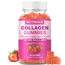 Vegansk collagen gummier til kvinder og mænd - med biotin, C-vitamin, og zink til hudstråling, hårvækst, stærke negle, og fælles støtte, 60 Greve