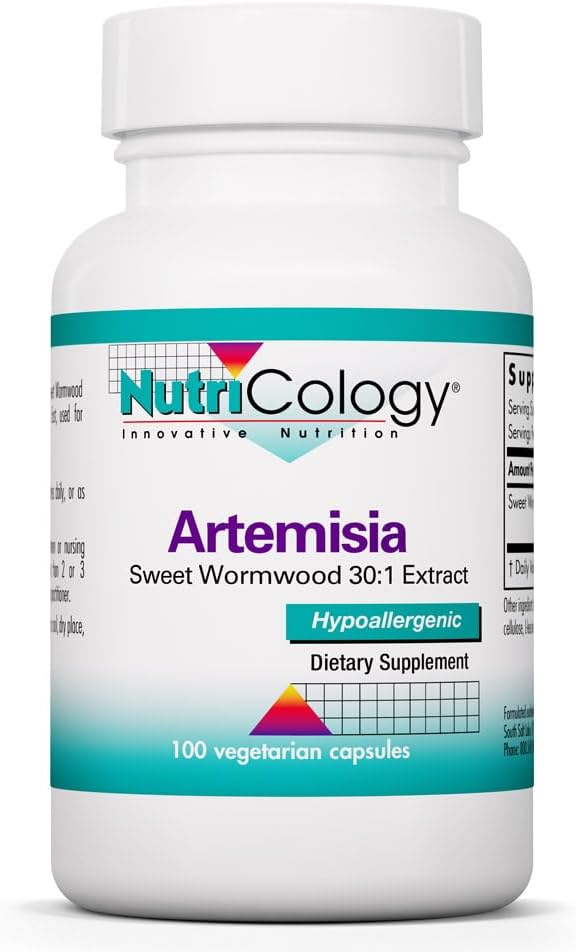 Nutricology Artemisia - Organic Sweet Wormwood Herb Extract, Artemisia Annua, 500mg Supplement, Hypoallergen, Vegetariske Kapsler - 100 Greve