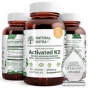 Natural Nutra Full Spectrum Vitamin K2 Supplement, Support Kardiovaskulær Sundhed, Leverfunktion, Metabolisk Sundhed, Heart Health, Hjælp fremmer Bone & Dental Health, 75 mcg, 60 Kapsler (pakke med 2)