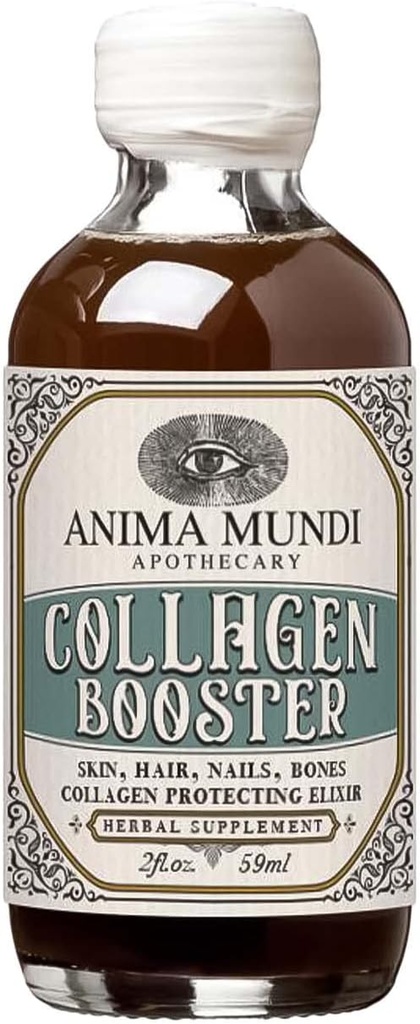 Anima Mundi Apothecary Collagen Booster Elixir - Vegan Plant- baseret flydende supplement til hår, hud, negle, knogler og collagen støtte - Lavet med økologiske og færdige ingredienser (2oz / 59ml)