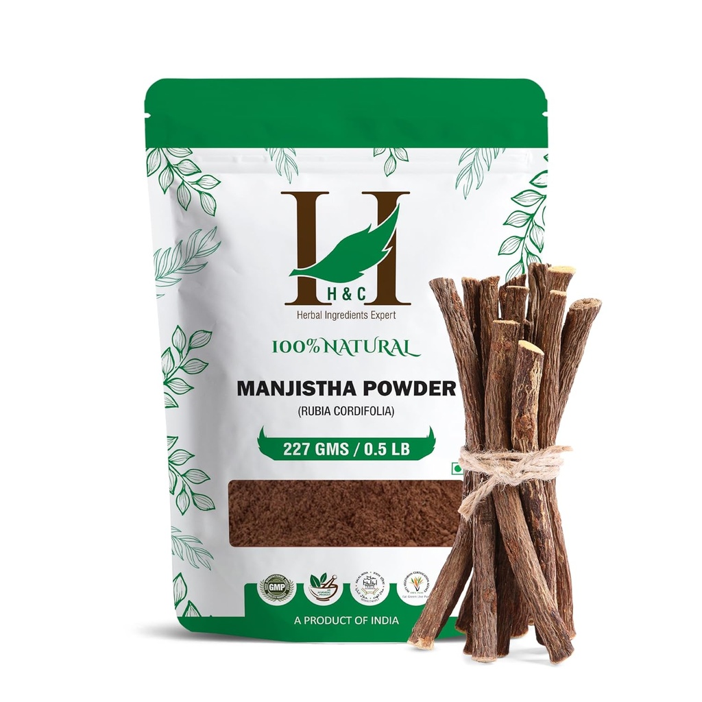 H & C 100% Natural Manjistha Powder- Rubia Cordifolia- 227gms / 0,5 LB